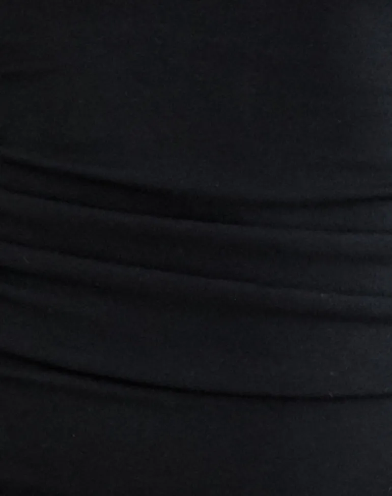 Osari Plunge Batwing Top in Jersey Black