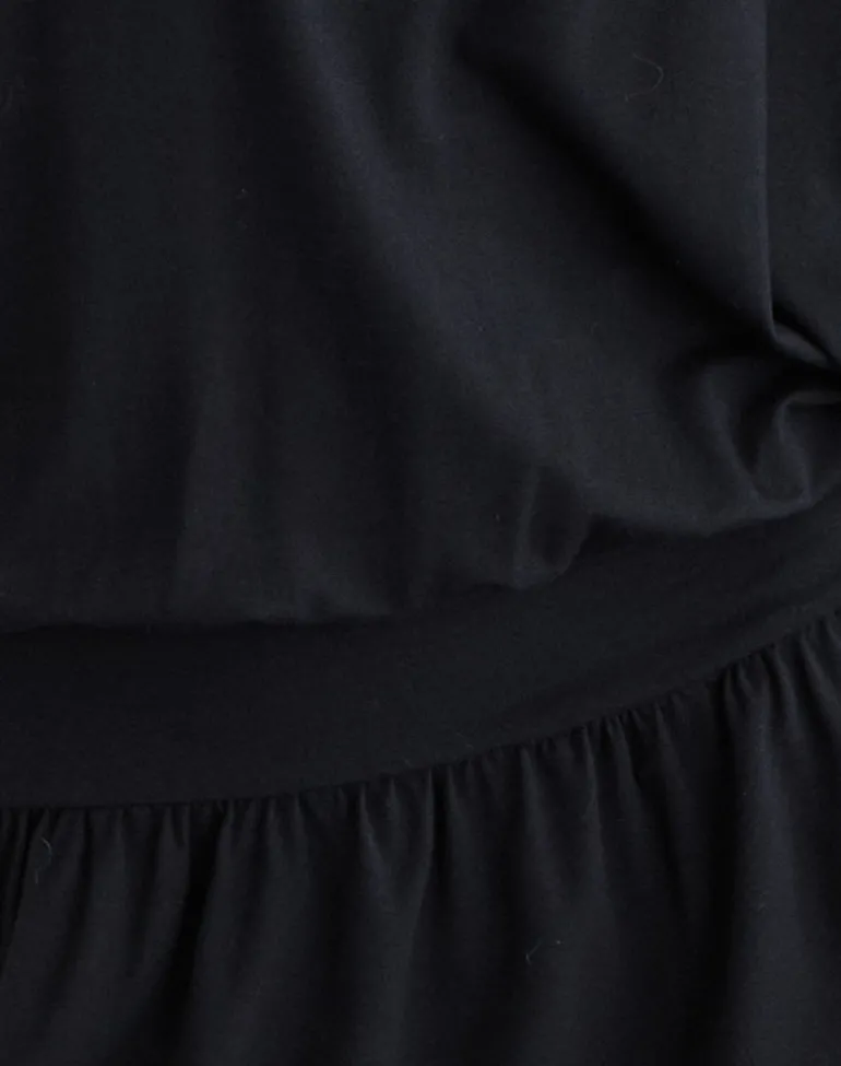 Osiri Batwing Plunge Mini Dress in Jersey Black
