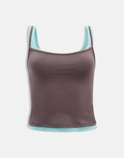 Oslyn Top in Coffee Quartz and Aqua Combination
