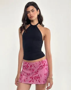 Osuya Mini Skirt in Stencil Flower Pink