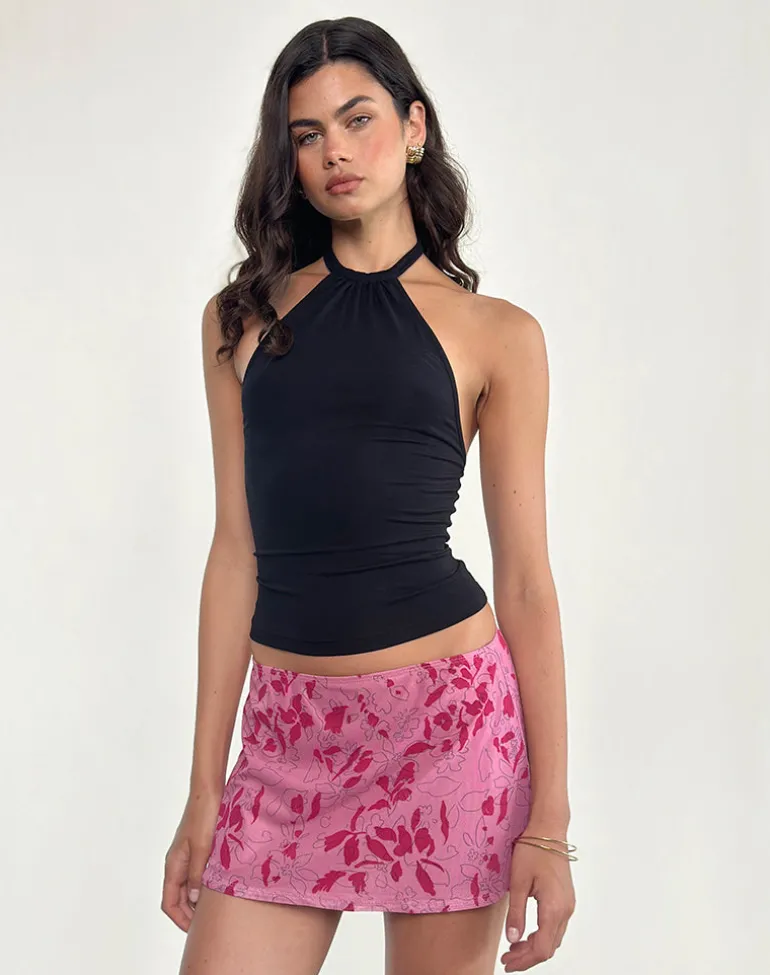 Osuya Mini Skirt in Stencil Flower Pink