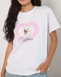 Oversize Basic Tee in White with Aries Motel Pet Print