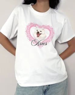 Oversize Basic Tee in White with Aries Motel Pet Print