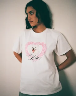 Oversize Basic Tee in White with Aries Motel Pet Print