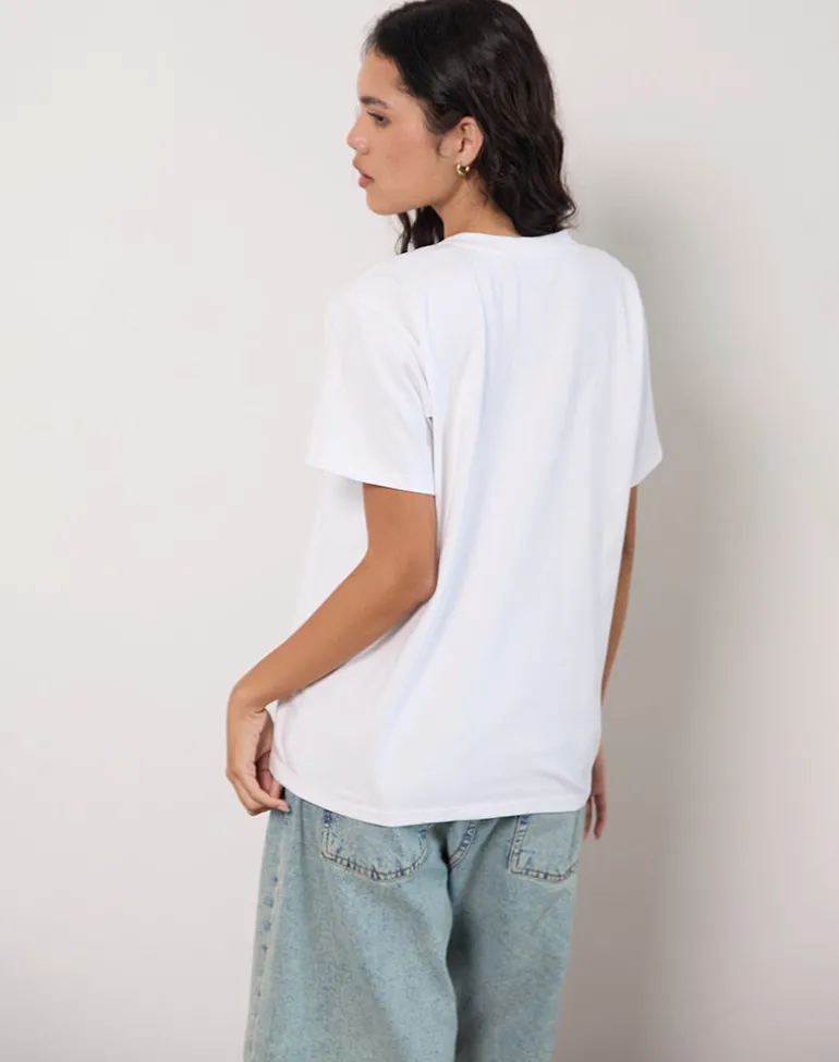 Oversize Basic Tee in White with Aries Motel Pet Print