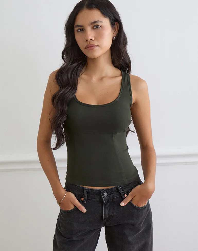 Ovia Scoop Corset Top in Tailoring Dark Khaki