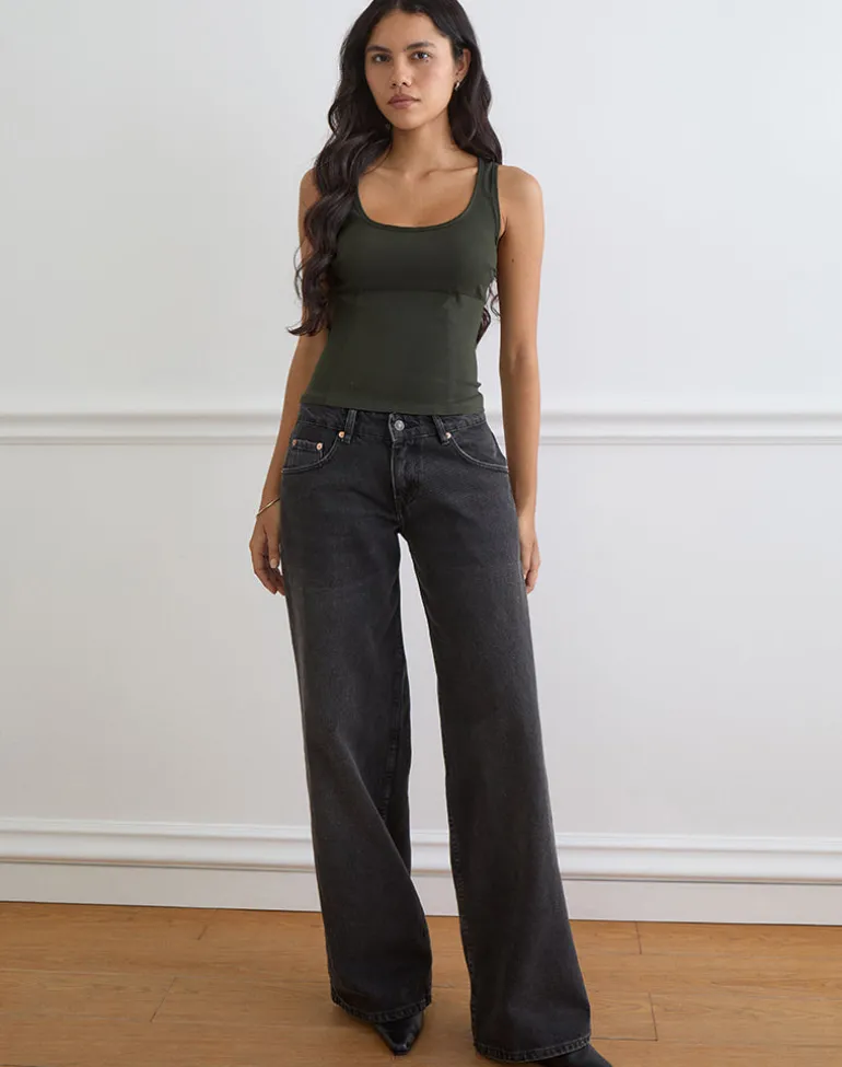 Ovia Scoop Corset Top in Tailoring Dark Khaki