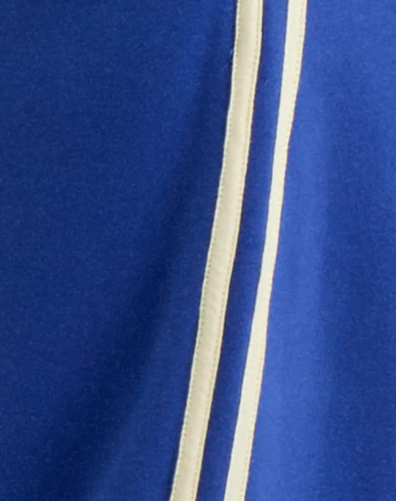 Oze Track Pant in Cobalt Blue with Buttermilk Binding