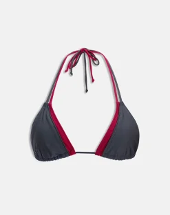 Pada Double Layer Bikini Top in Charcoal and Red