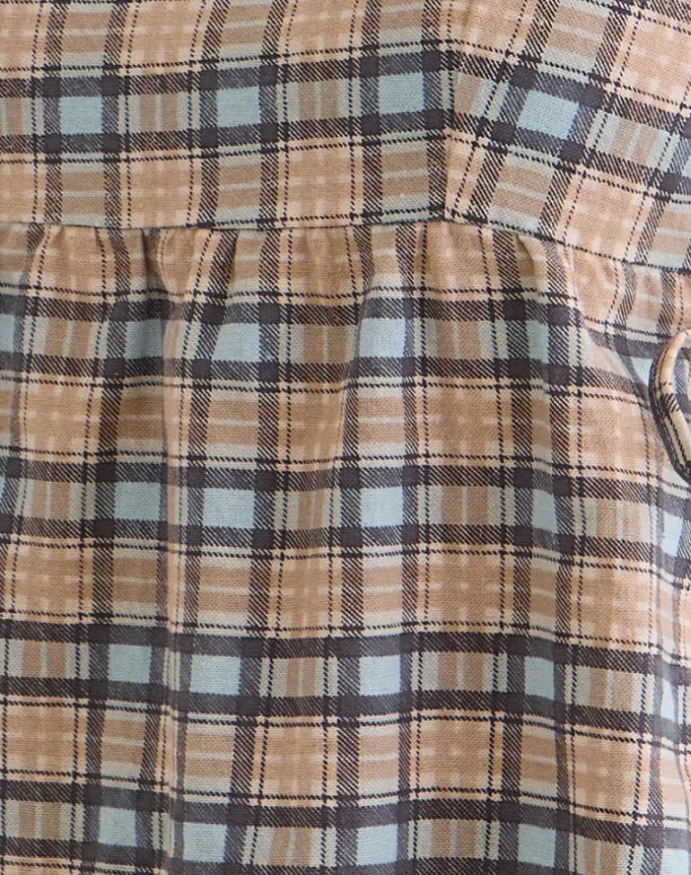 Palsi Loose Sleeveless Top in Pastel Blue Tartan