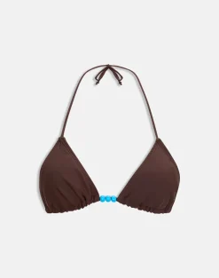 Pami Bikini Top in Brown with Beads