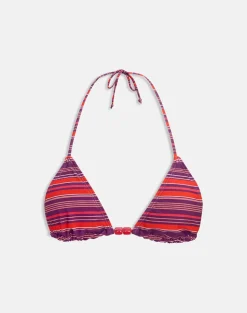 Pami Bikini Top in Purple and Red Radiant Lines with Beads