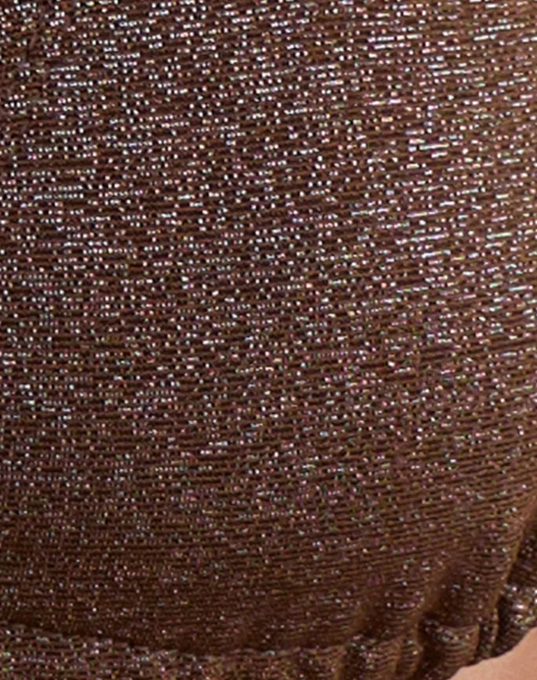 Pami Bikini Top in Shimmer Brown with Spiral and Beads