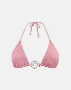 Pami Bikini Top in Shimmer Mauve with Spiral and Beads