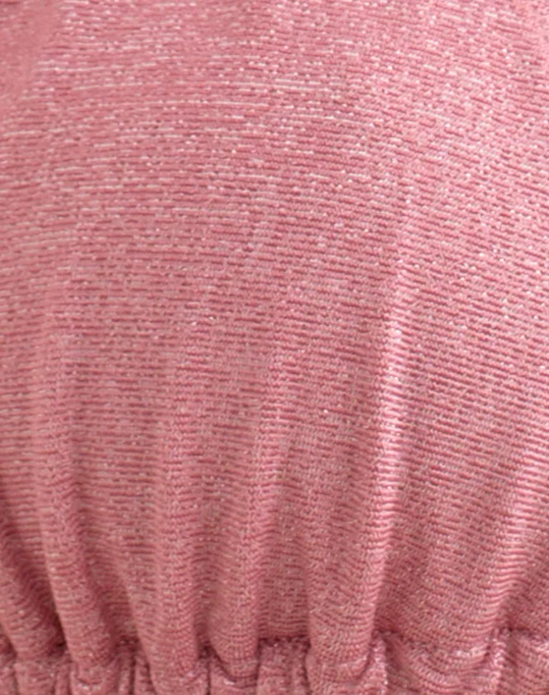 Pami Bikini Top in Shimmer Mauve with Spiral and Beads