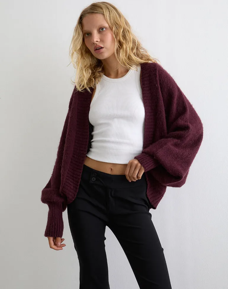 Pasha Shrug Cardigan in Dark Cherry