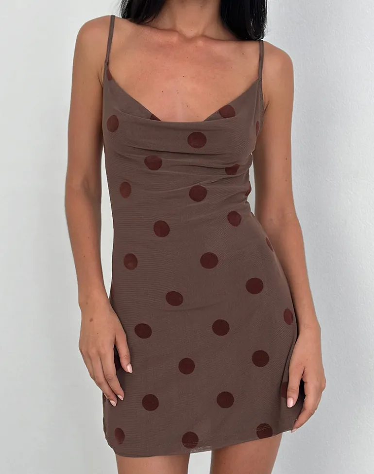Pastila Mini Dress in Big Polka Flock Brown