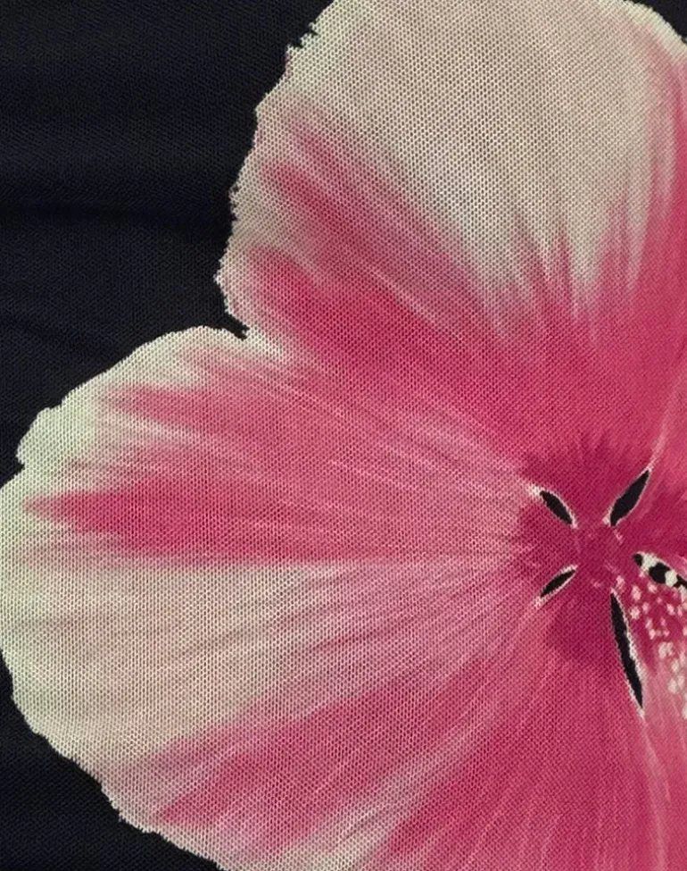 Peggy Bandeau Top in Watercolour Floral Black and Pink