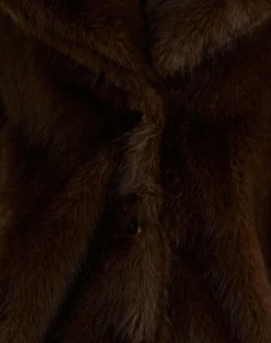 Pepita Jacket in Faux Fur Dark Brown