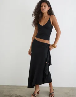 Phemia Maxi Skirt with Beads in Jersey Black