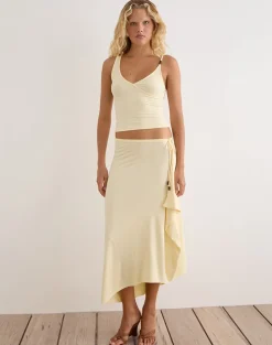 Phemia Maxi Skirt with Beads in Jersey Lemon