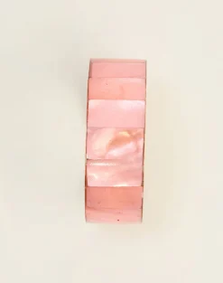 Pink Resin and Brass Bracelet