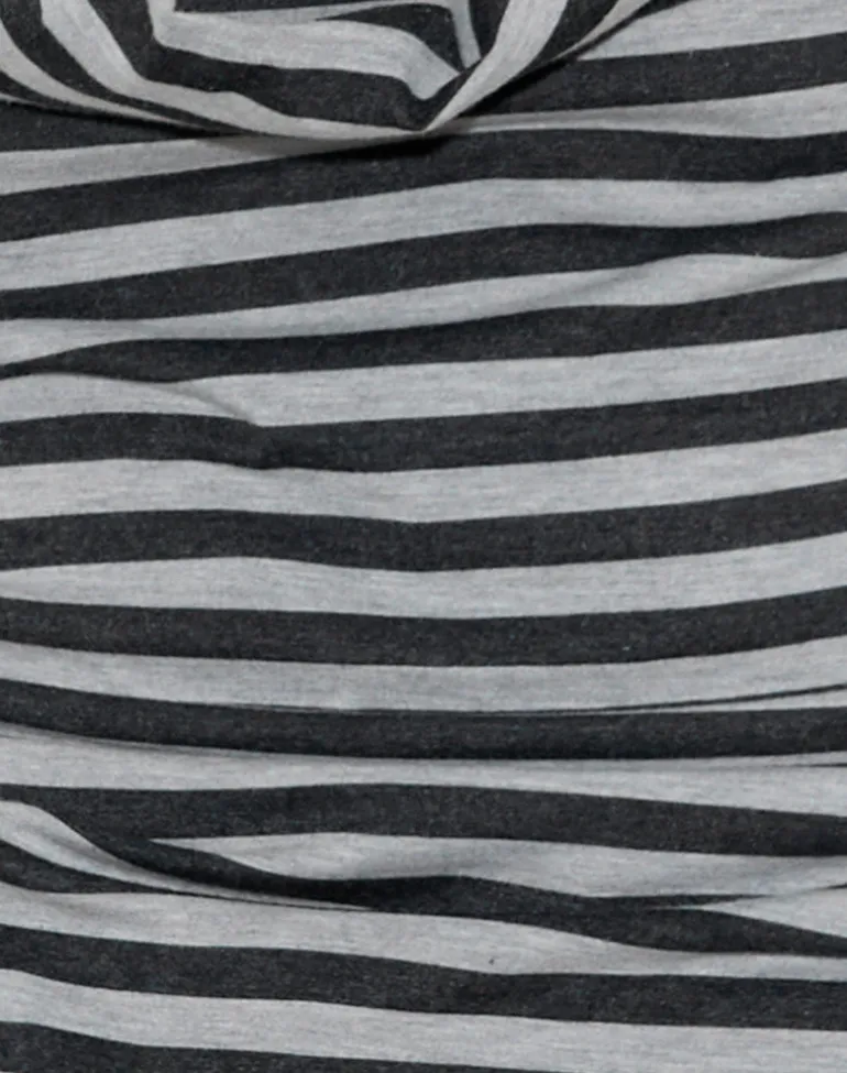 Pramita Halterneck Plunge Backless Mini Dress in Black and Grey Stripe