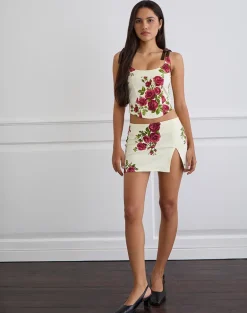 Pravara Mini Skirt in Bouquet Roses Cream