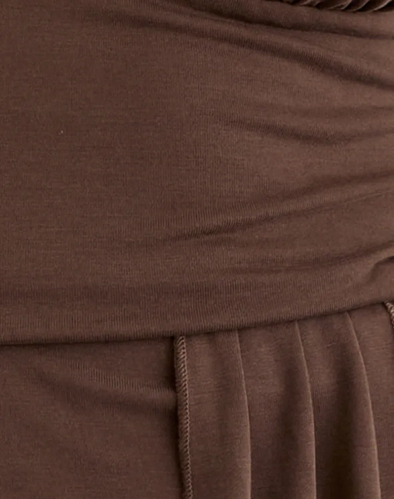 Prilla Halterneck Top in Cupro Dark Brown