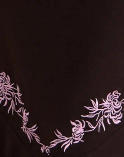 Quelin Midi Dress in Chocolate Brown with Rose Embroidery