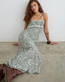 Quilla Maxi Dress in Bloom Paisley Pale Blue
