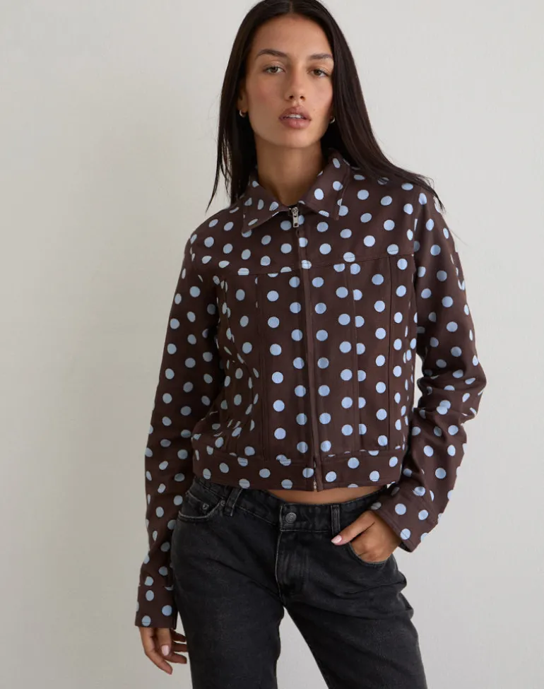 Quorra Jacket in Mono Polka Brown