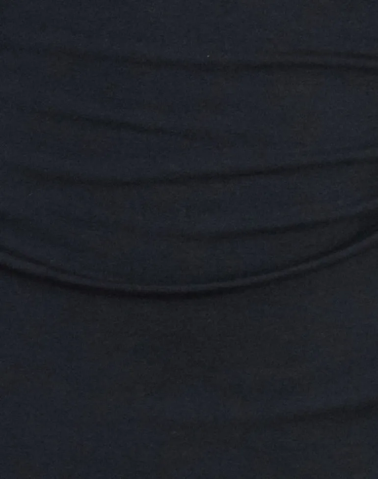 Raceline Halterneck Top in Rayon Jersey Black