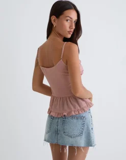 Raeya Tie Front Cami Top in Chiffon Pink