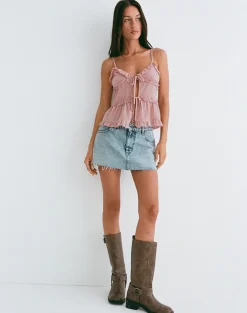 Raeya Tie Front Cami Top in Chiffon Pink