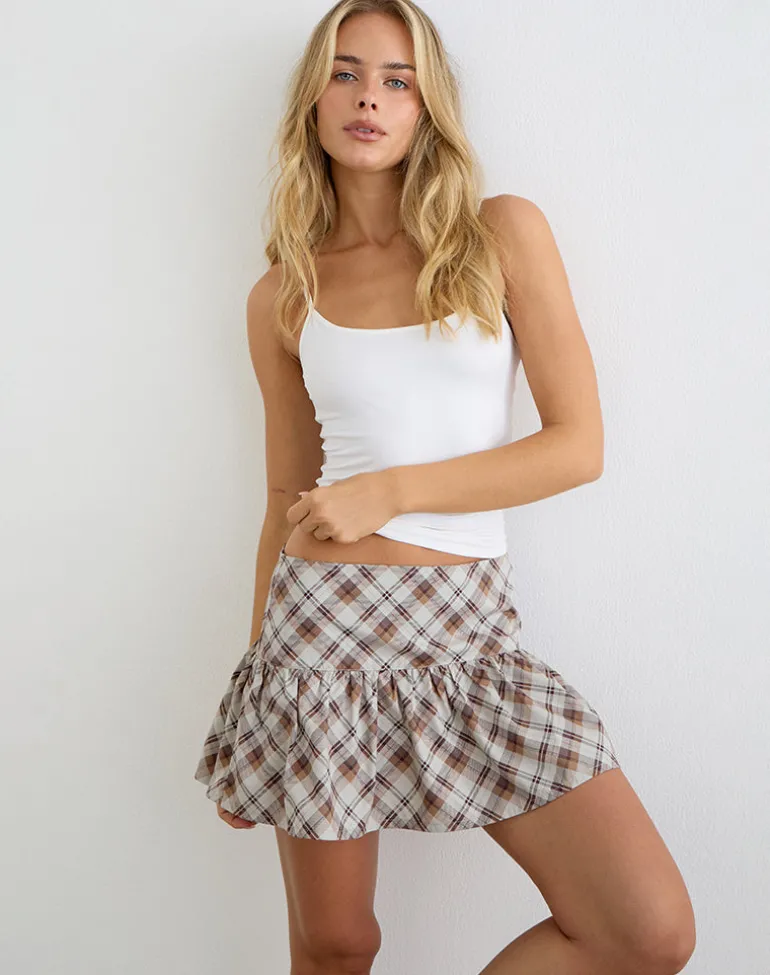 Raffita Mini Skirt in Angled Check Brown
