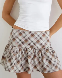 Raffita Mini Skirt in Angled Check Brown
