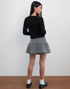 Raffita Mini Skirt in Pinstripe Grey