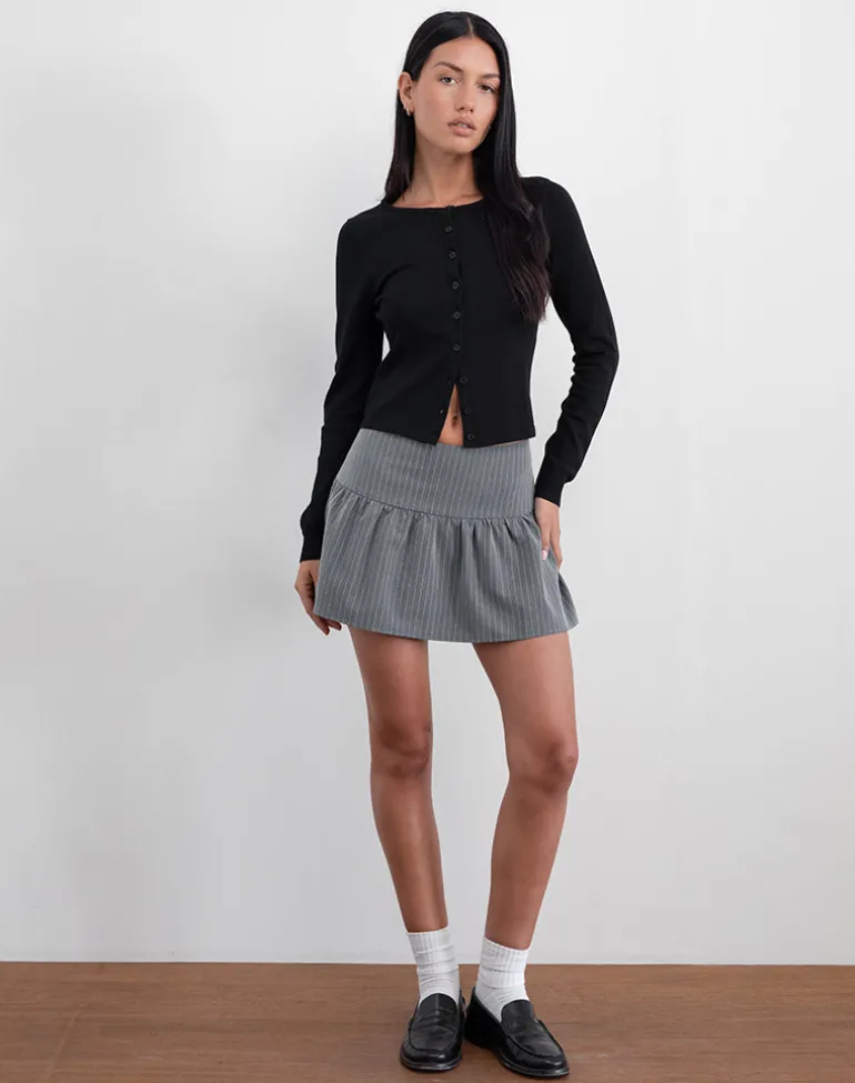 Raffita Mini Skirt in Pinstripe Grey