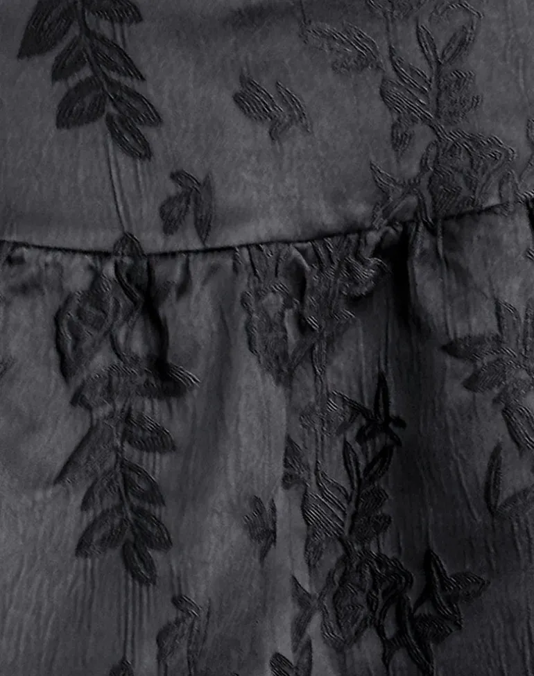 Raffita Mini Skirt in Satin Jacquard Black