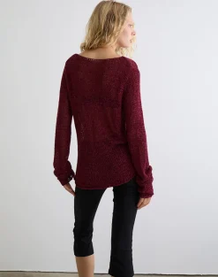 Rajiya Open Weave Jumper in Burgundy