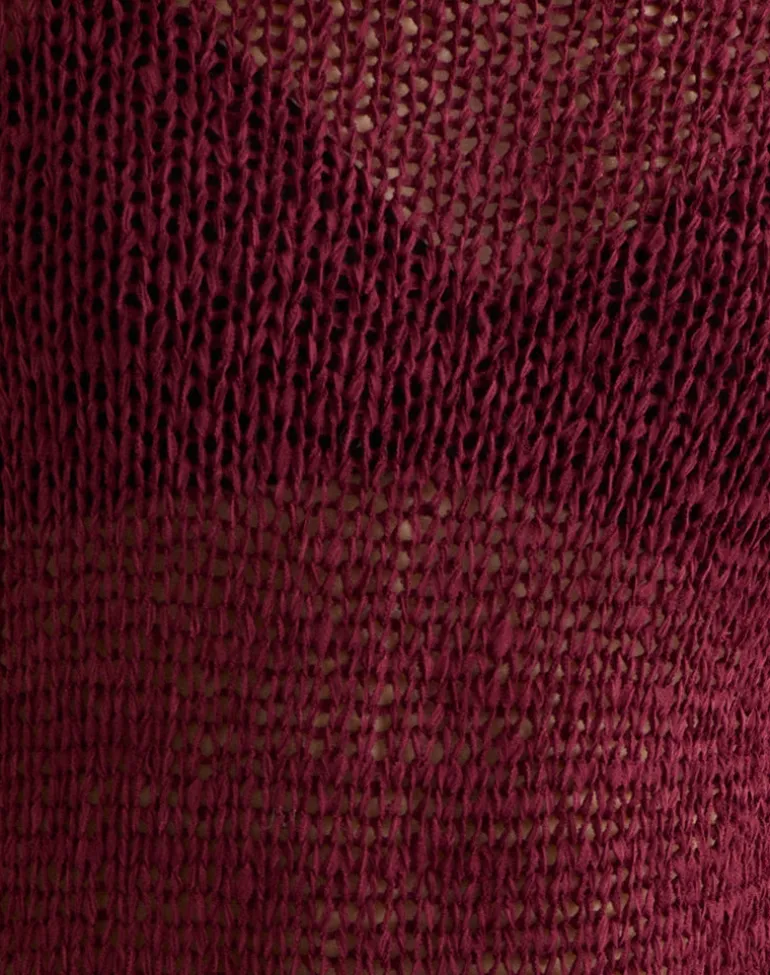 Rajiya Open Weave Jumper in Burgundy