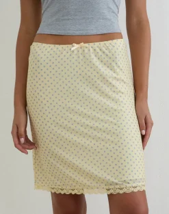 Rajuli Midi Skirt in Yellow with Compact Grey Polka