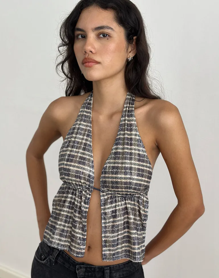 Ramilo Top in Sequin Vintage Check Brown