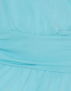 Ramira Drop Waist Mini Dress in Cupro Aqua
