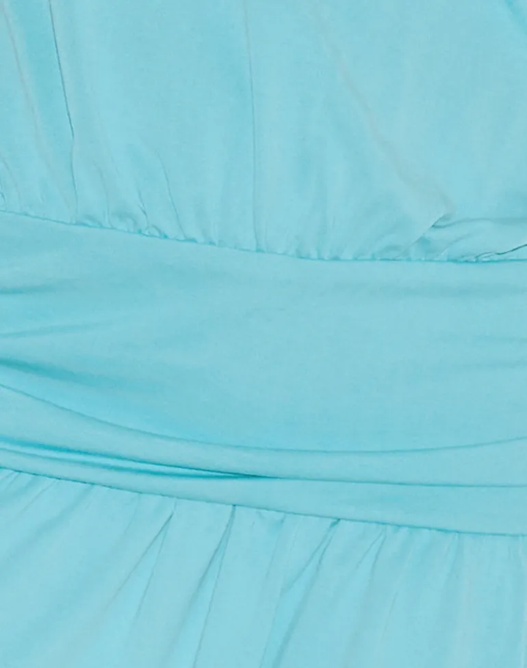 Ramira Drop Waist Mini Dress in Cupro Aqua