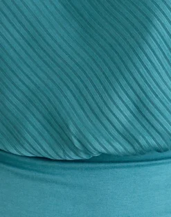Rania Backless Top in Stripe Satin Teal