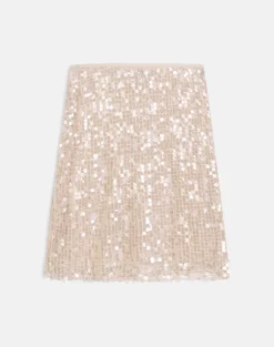 Ranumi Midi Skirt in Sequin Crochet Cream
