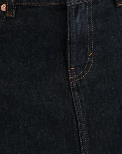 Raw Hem Denim Dart Mini Skirt in Indigo