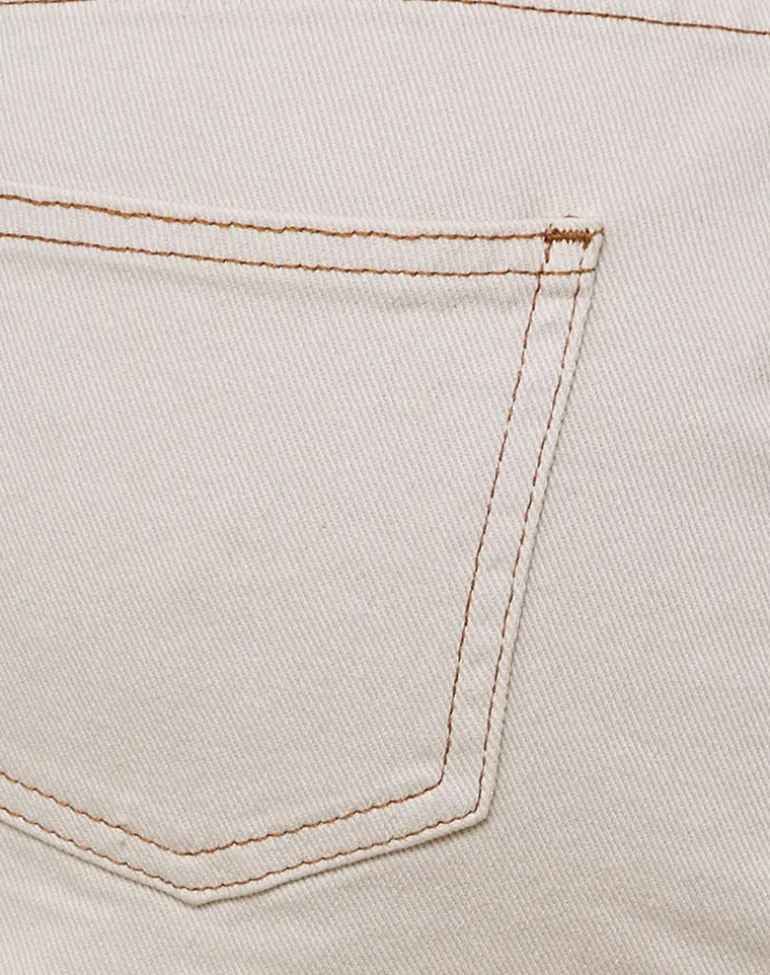 Raw Hem Denim Mini Skirt in Off White